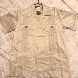 Men's Elegant Tan Short Sleeve Shirt